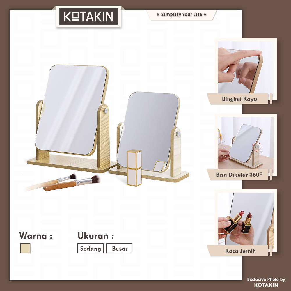 Kaca Cermin Rias Kayu Putar