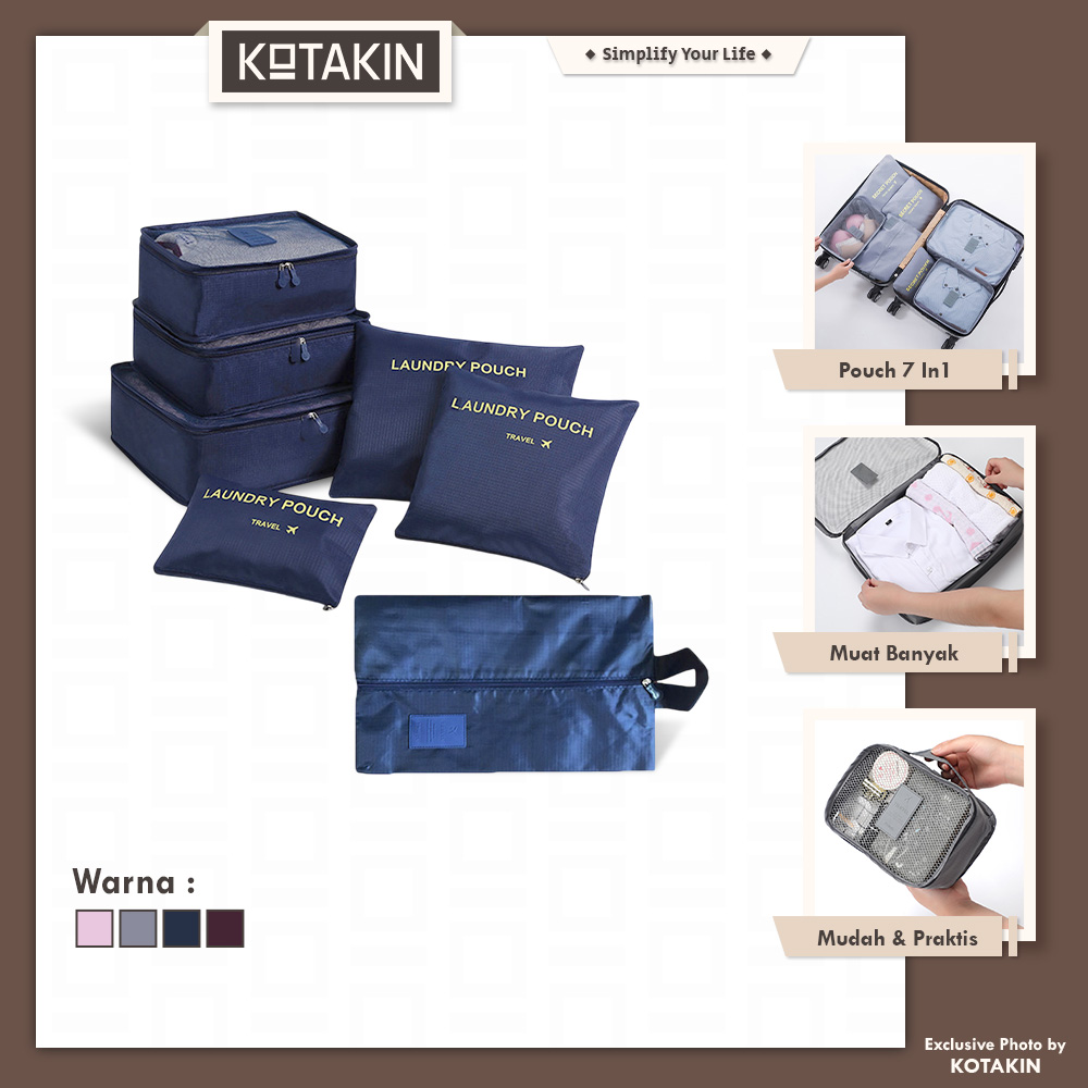 Tas Travel 1 Set Isi 7Pcs Organizer Bag