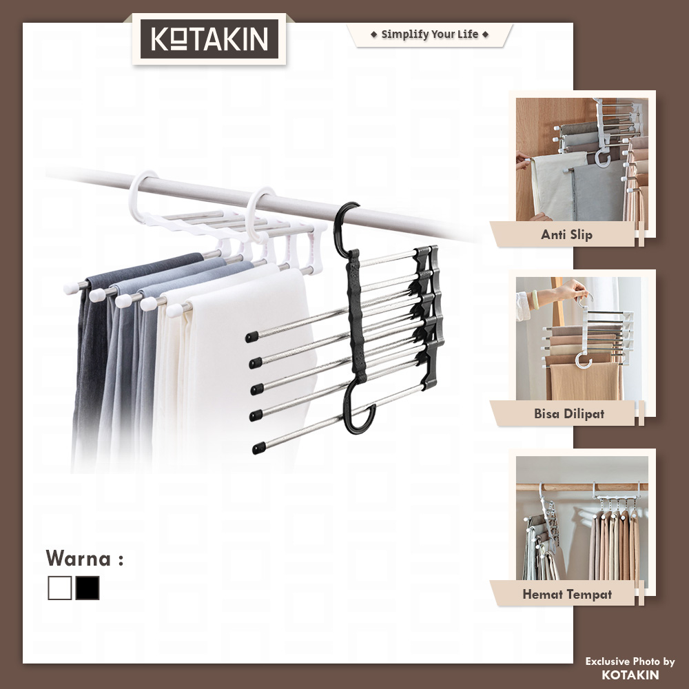 Hanger Lipat 5 Sekat Gantungan Pakaian Baju