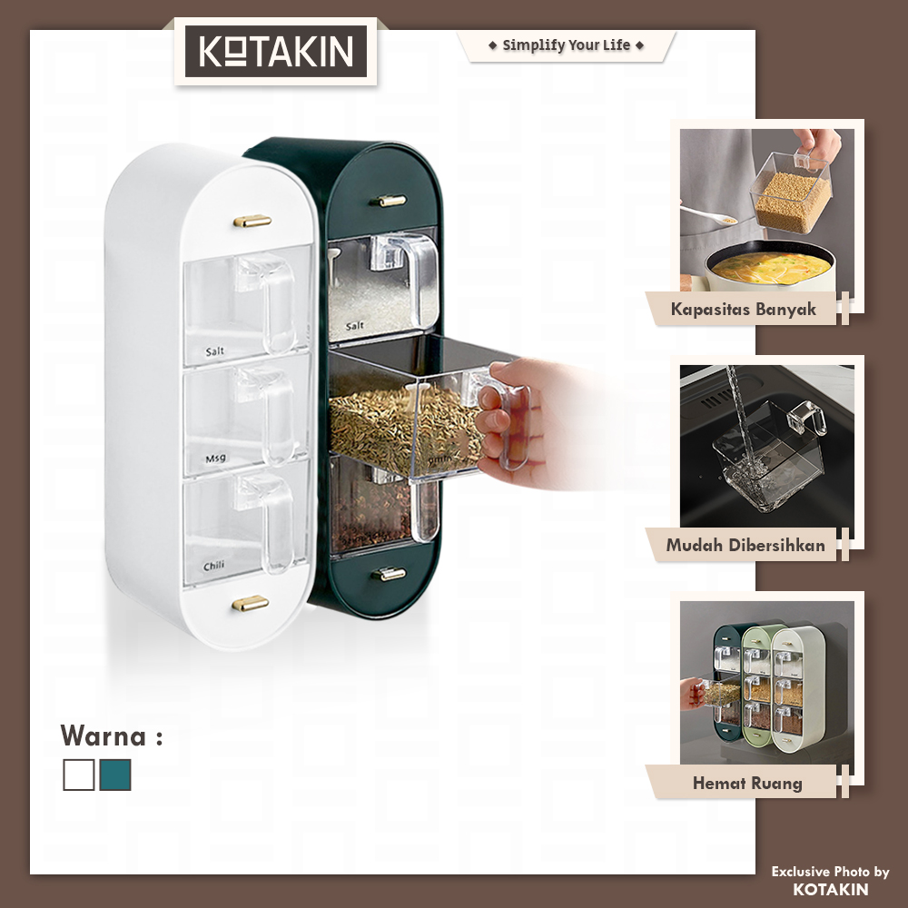 Tempat Bumbu Dapur 5 Sekat Rak Gantung