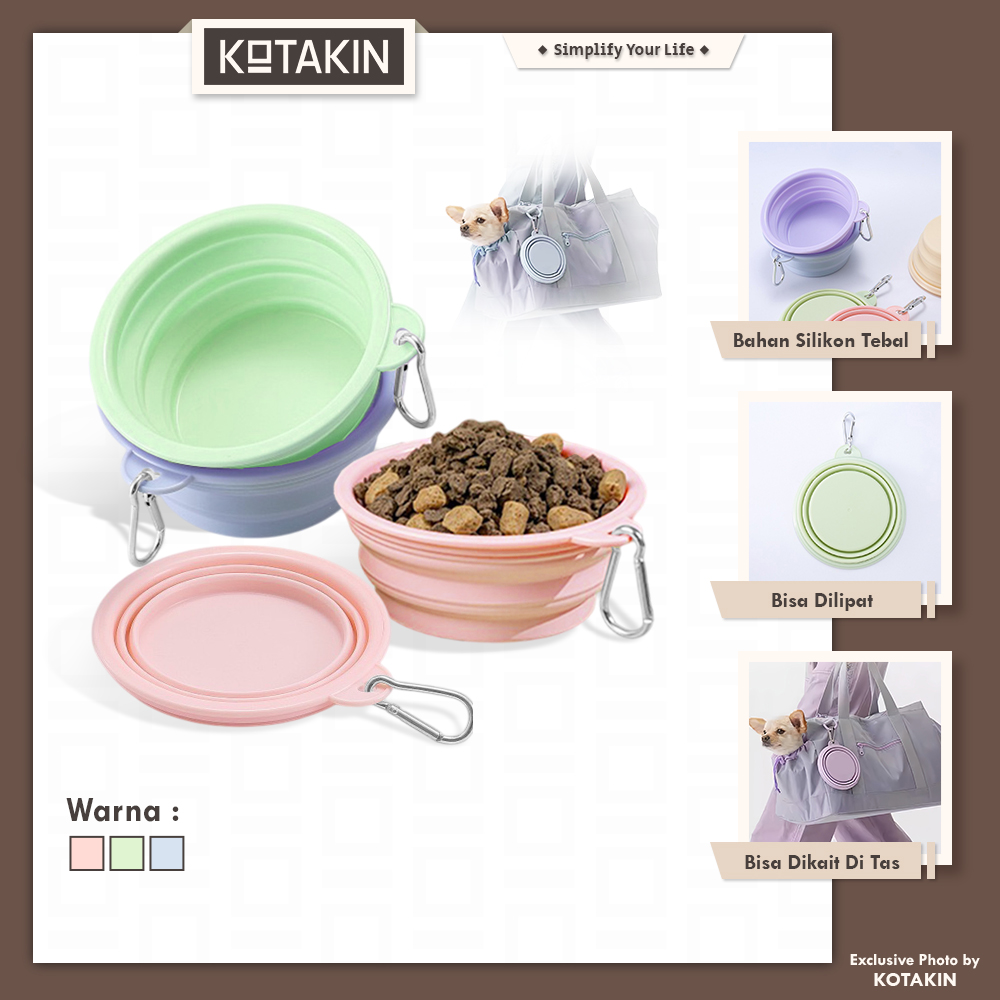 Mangkuk Kucing Lipat Tempat Makan Anjing Hewan Peliharaan