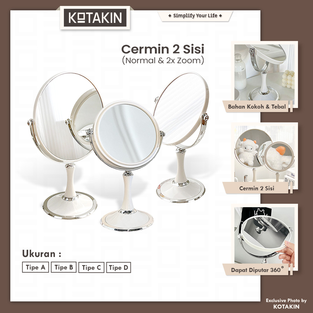 Cermin Bulat Putar Standing Meja
