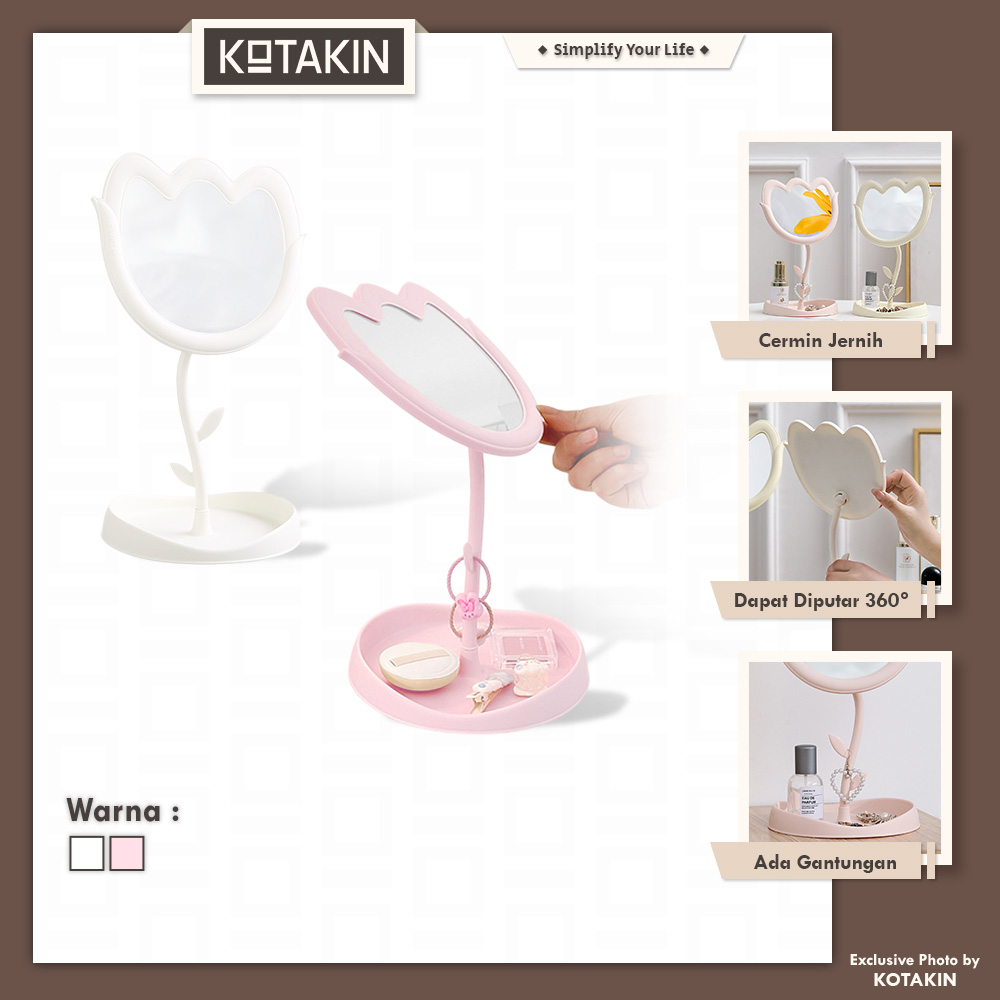 Cermin Bunga Tulip Stand Make Up