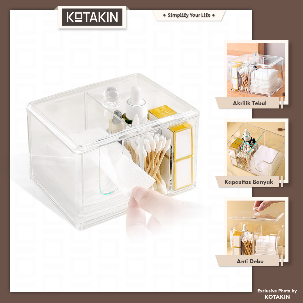 Kotak Rak Kosmetik Akrilik Kapas Cotton Bud