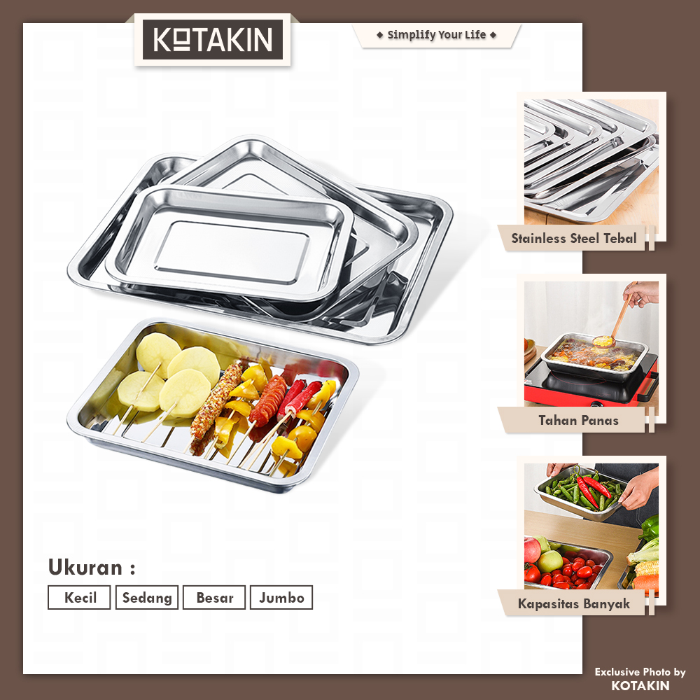 Nampan Saji Persegi Stainless Steel