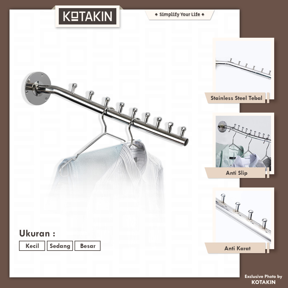 Hanger Suling Tempel Dinding Besi Chrome