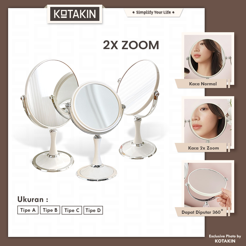 Cermin Bulat Putar Standing Meja