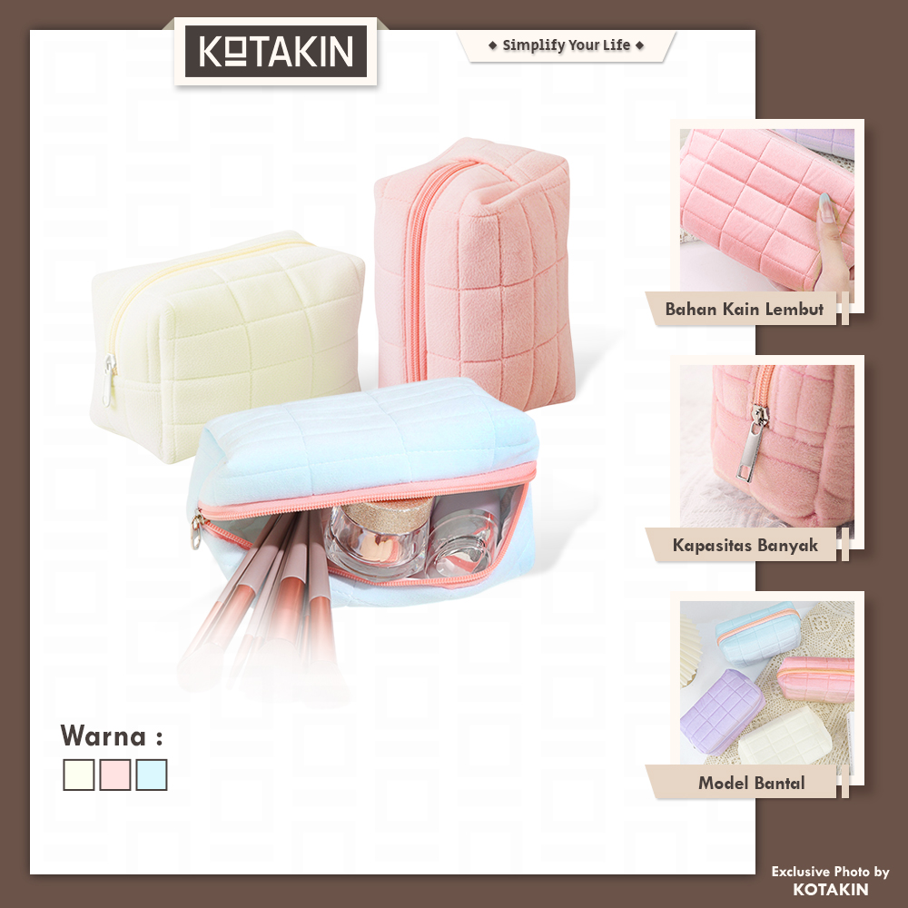 Pouch Pillow Tas Makeup Macaron Velvet Aesthetic