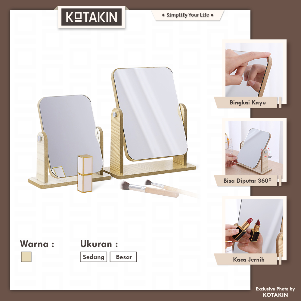 Kaca Cermin Rias Kayu Putar