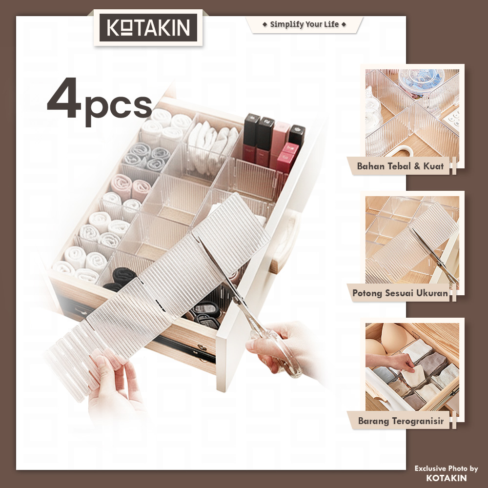 Sekat Laci 4pcs Pembatas Partisi Organizer