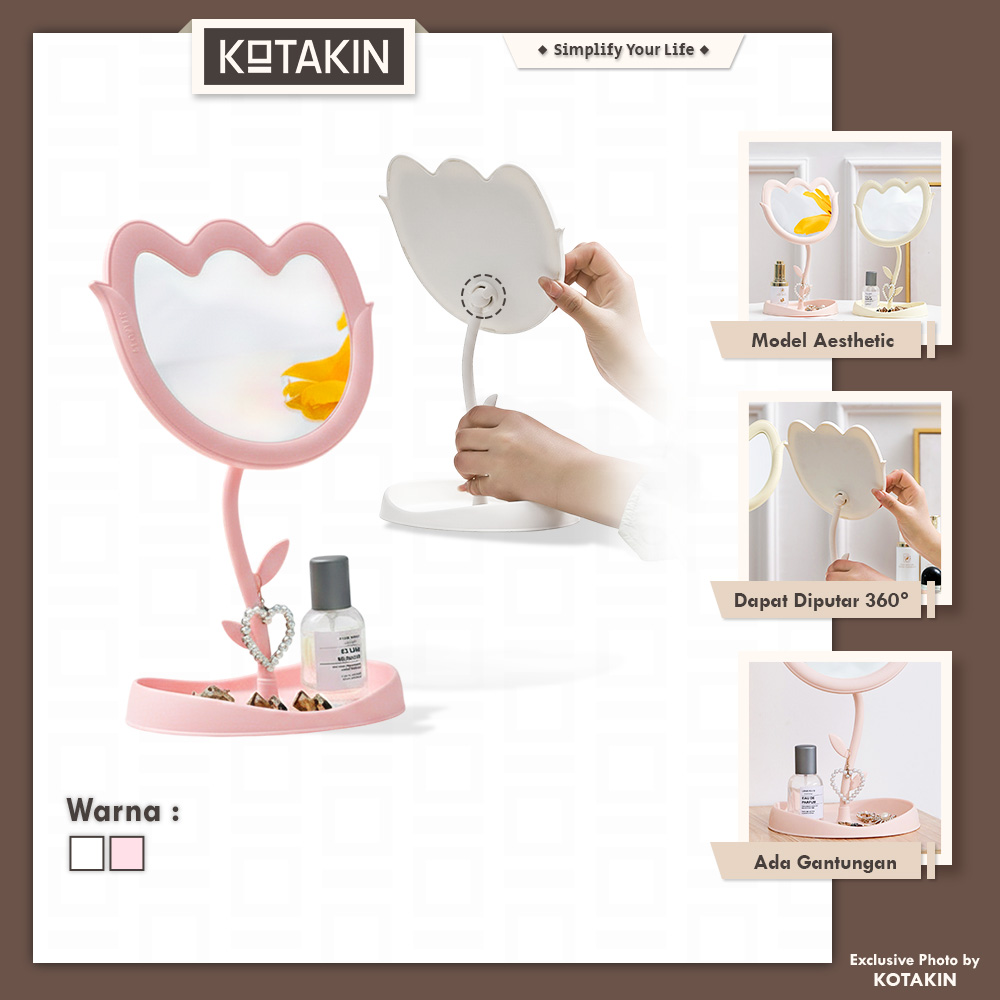 Cermin Bunga Tulip Stand Make Up