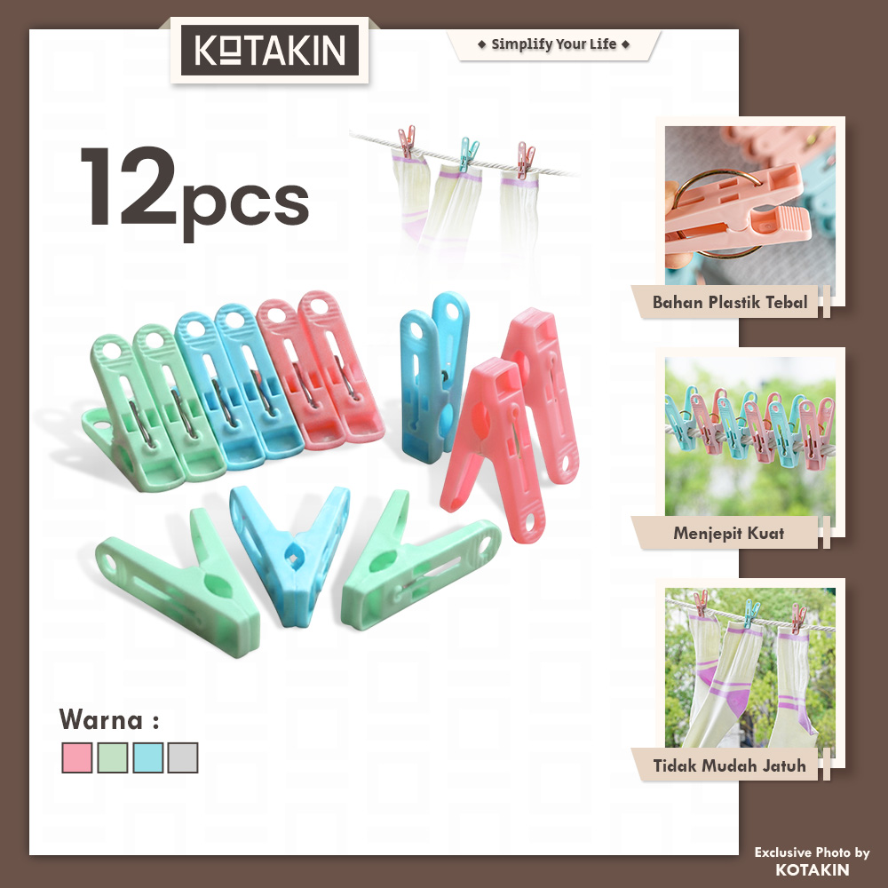 12PCS Jepit Jemuran Plastik
