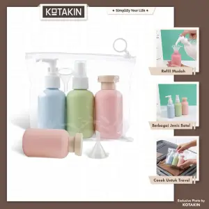 KOTAKIN Set Botol Travel 3 In 1 Dispenser Sabun Pump Spray Flip Wadah Skincare Portable