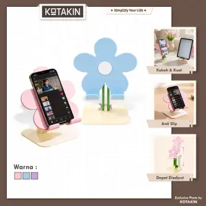 KOTAKIN Standing Holder HP Tablet Karakter Bunga Estetik Alat Penyangga Smartphoe Adjustable